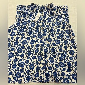 NWT Floral Blue and White Sleeveless Blouse.